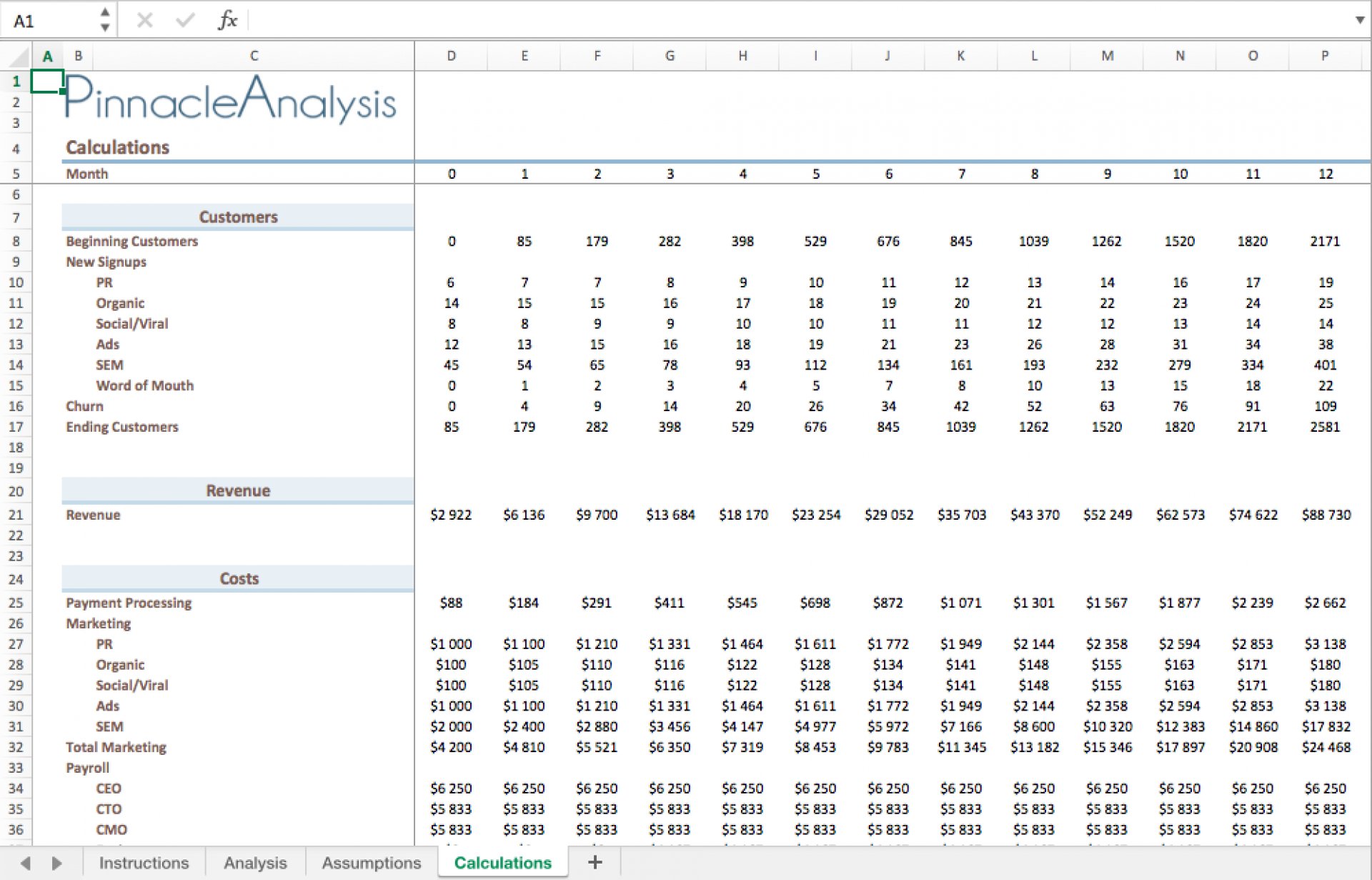 Saas Financial Model Template