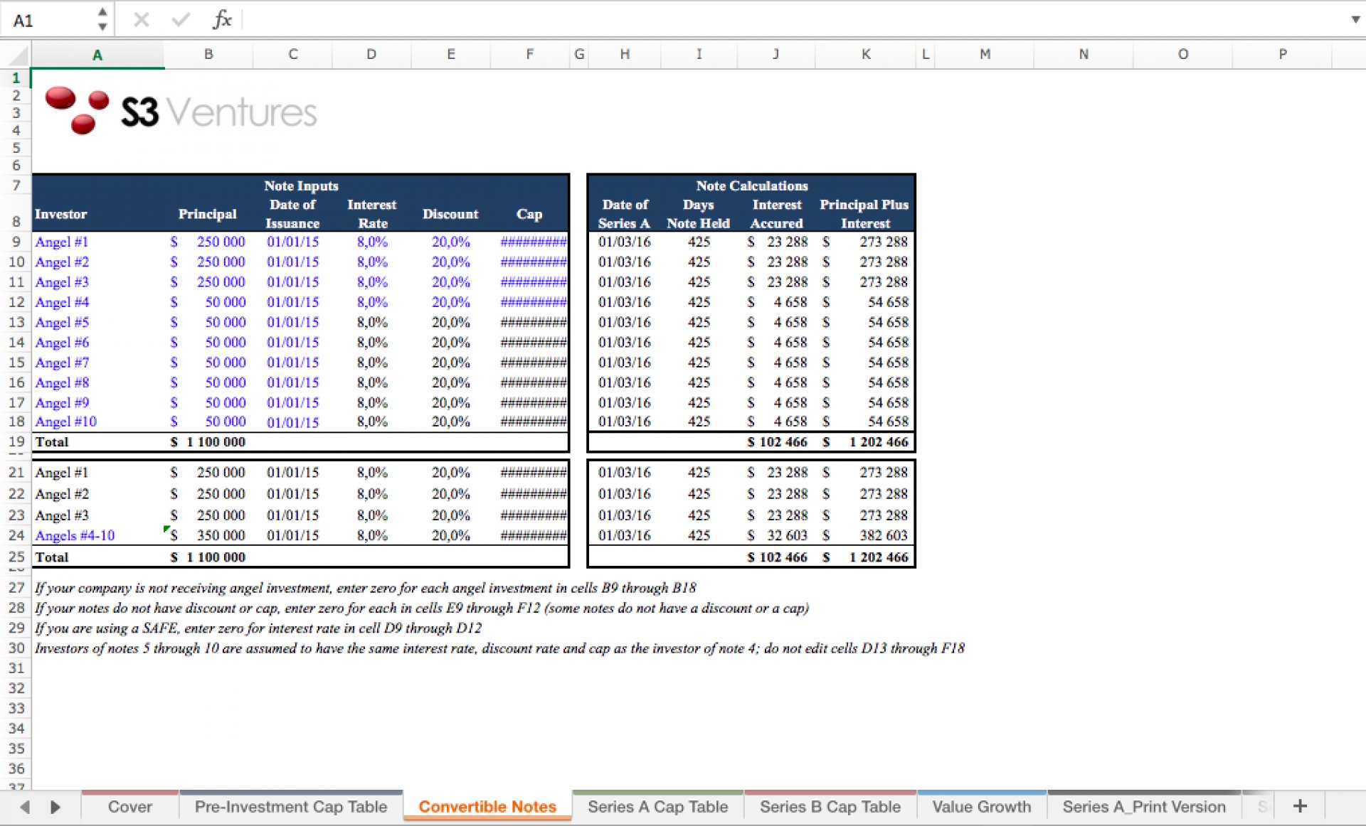 Cap Table Template Excel