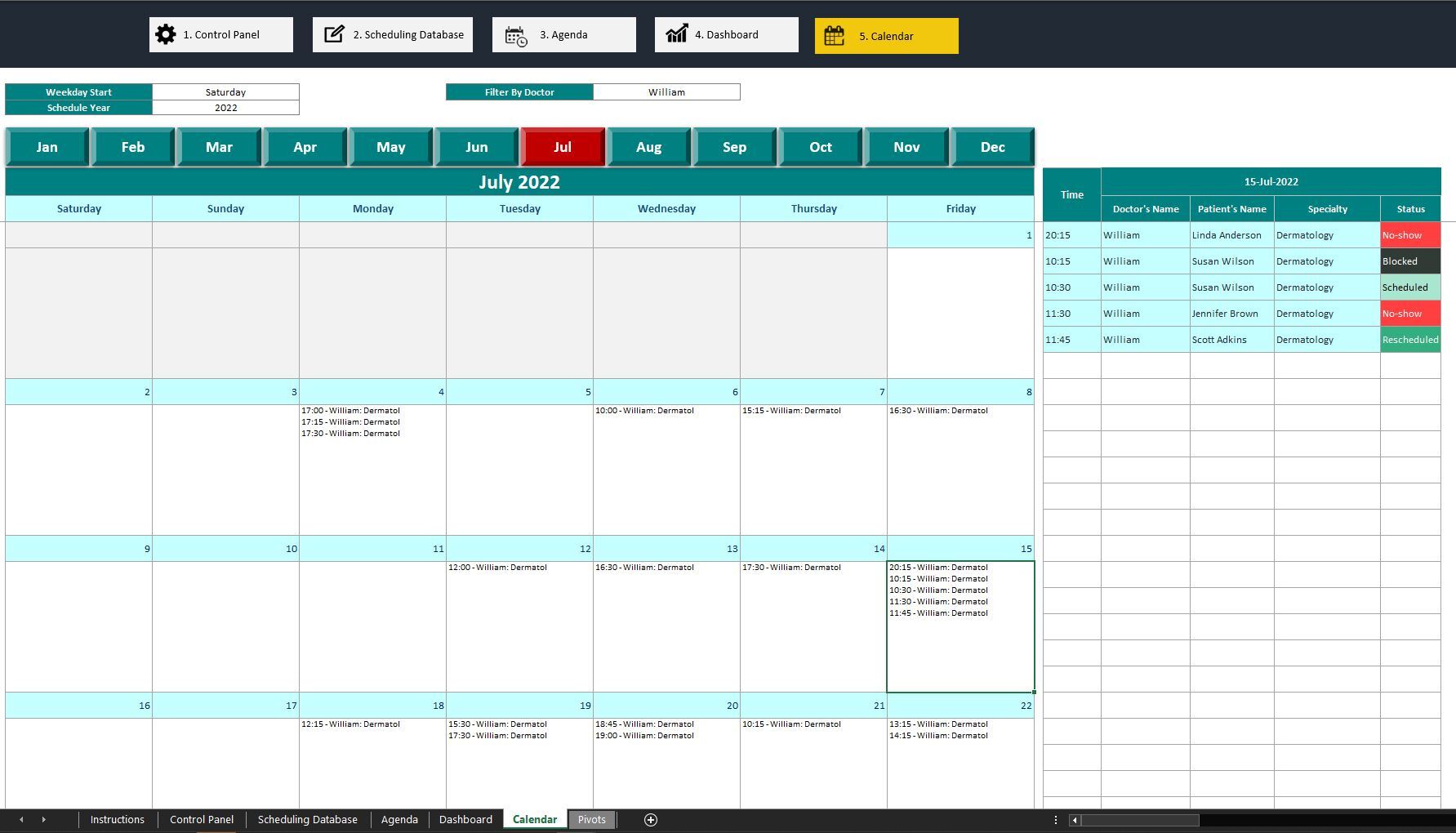 Appointment Management for Medical Clinics (with Dynamic Monthly ...