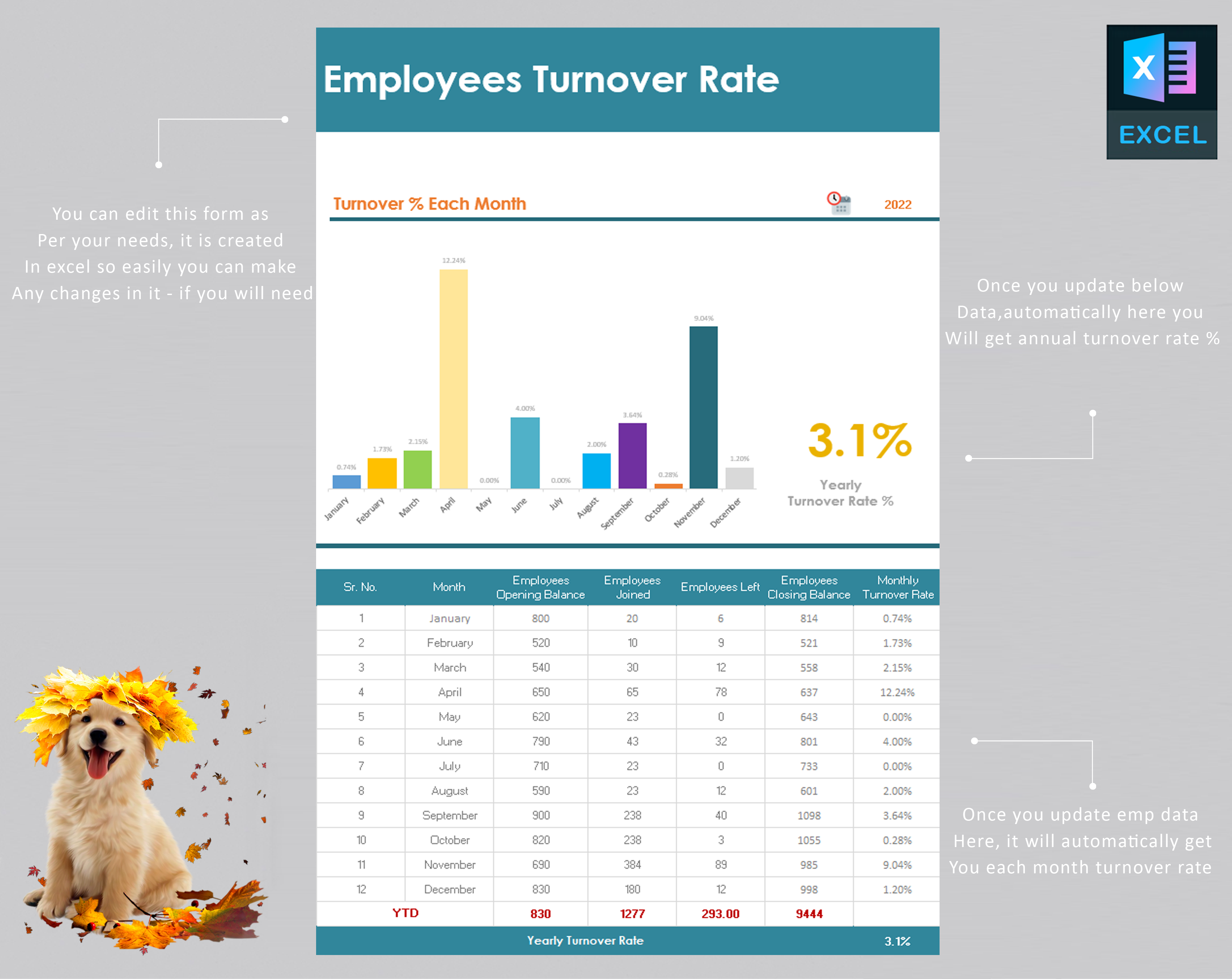 Employees Turnover Rate Template - Eloquens