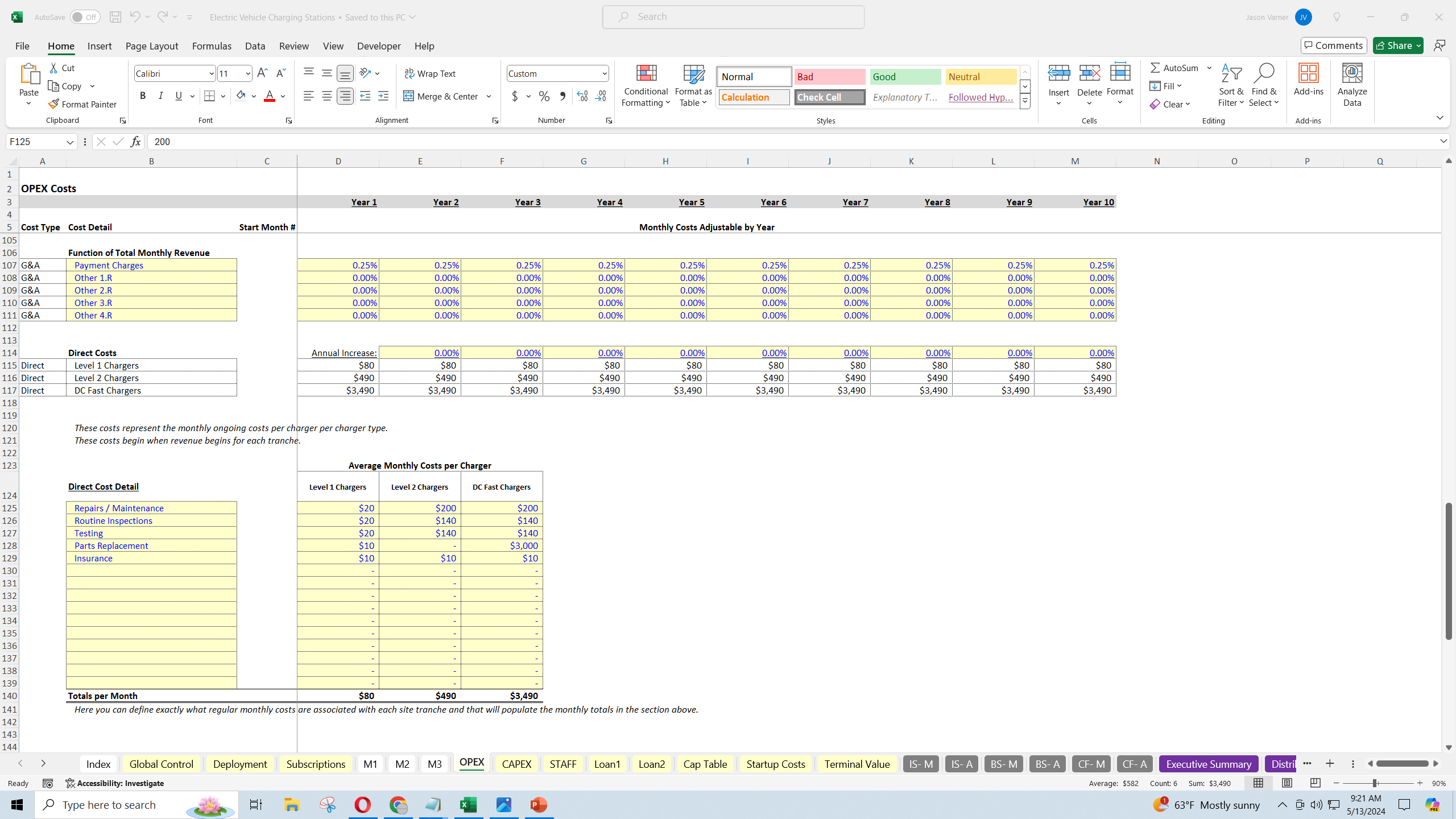 EV Charging Station Scaling Model Excel Template with Integrated 3 ...