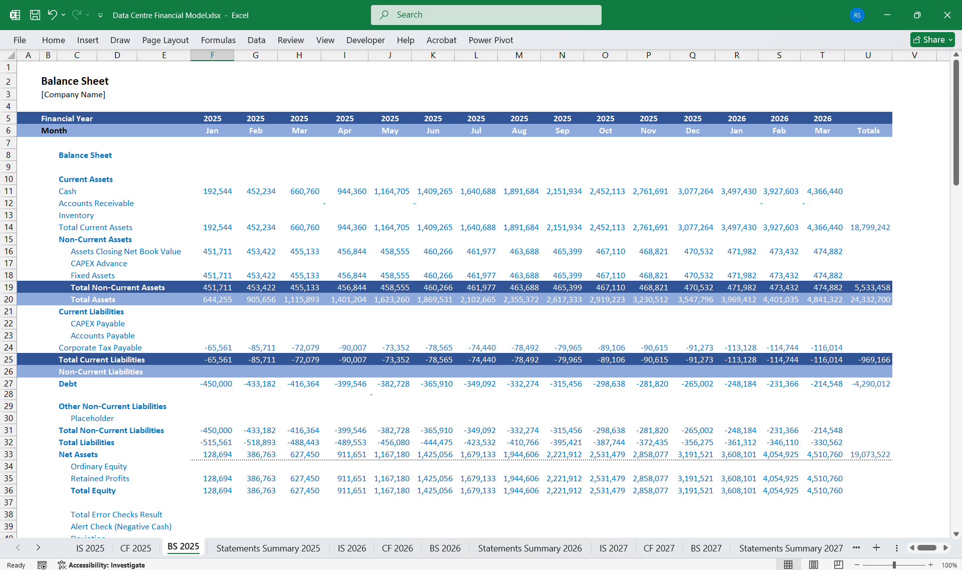 Data Centre Financial Model Excel Template - Eloquens