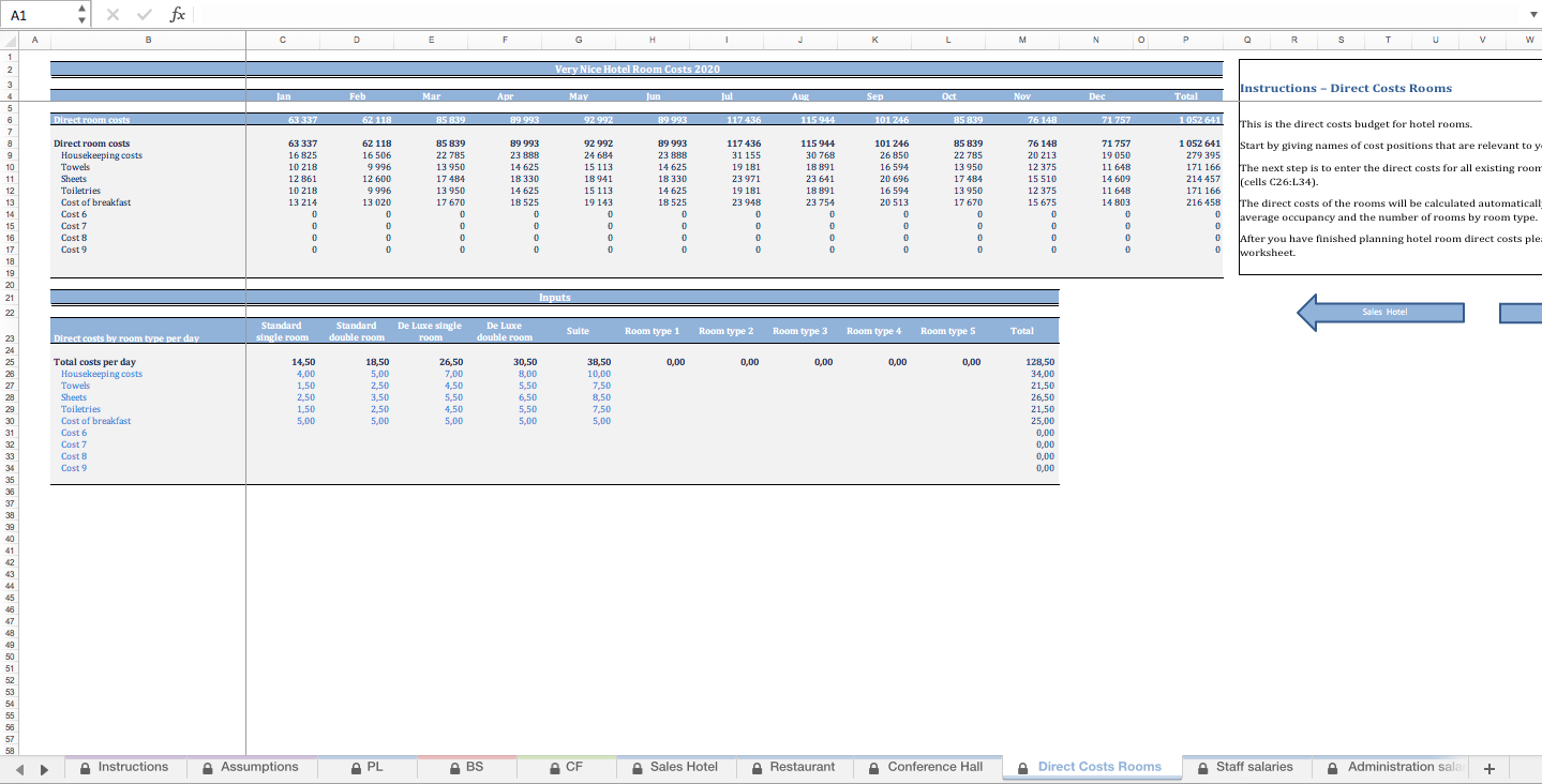 Hotel Budgeting Excel Template - Eloquens