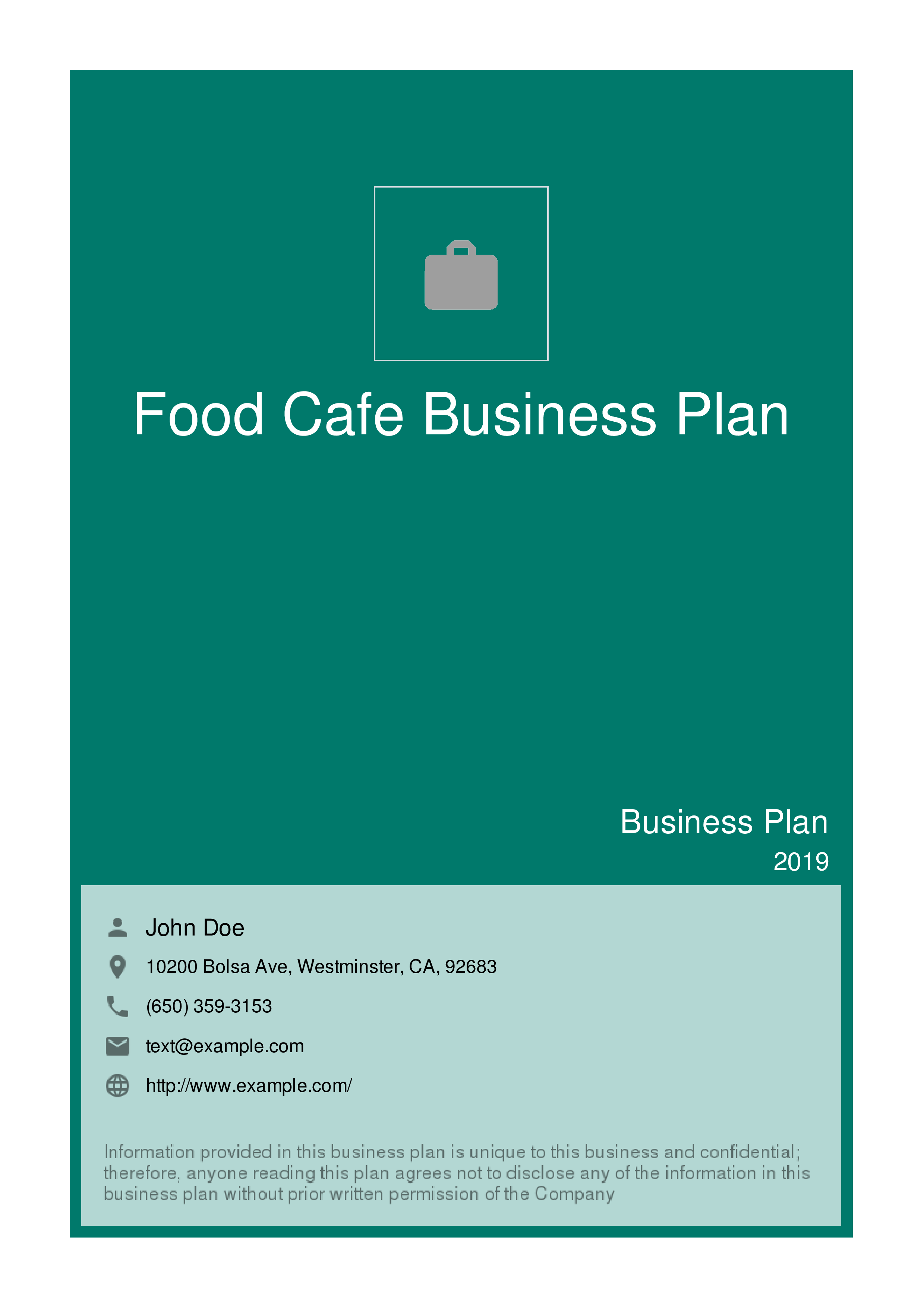 Food Cafe Business Plan Example - Eloquens