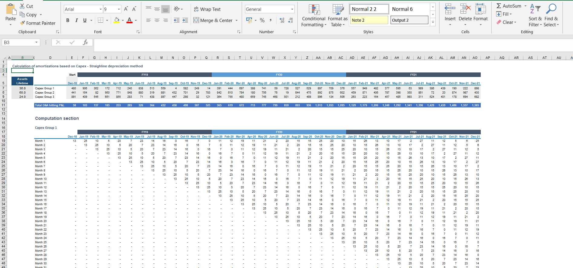 Calculation Of Depreciation And Amortization From Capex Excel Model Eloquens 3650