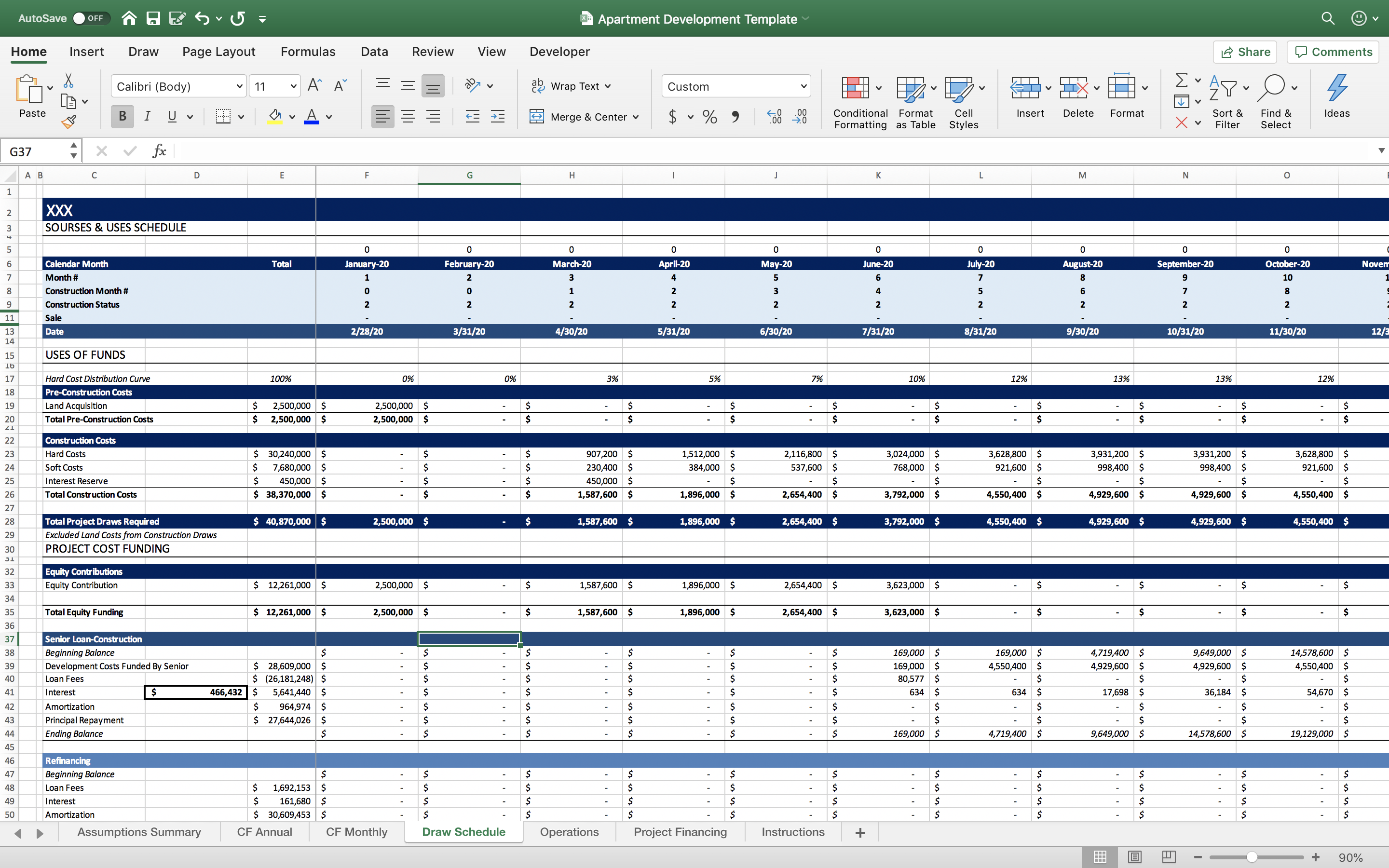 Real Estate Development Pro Forma Template Excel