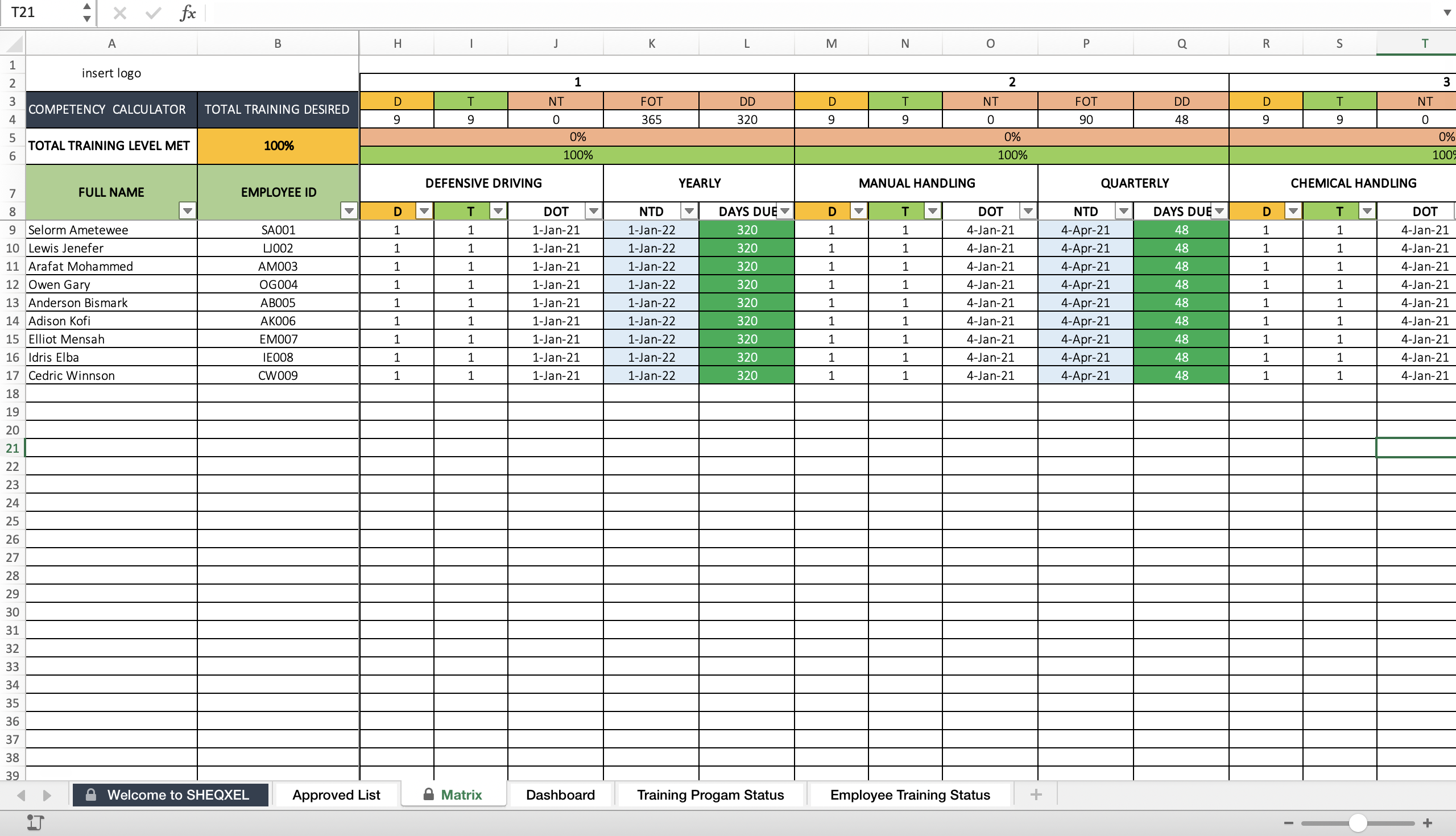 Fine Beautiful Health And Safety Training Matrix Template Excel My 