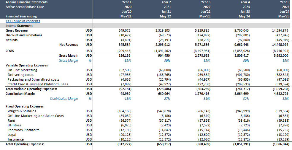 E-commerce Financial Model - Eloquens