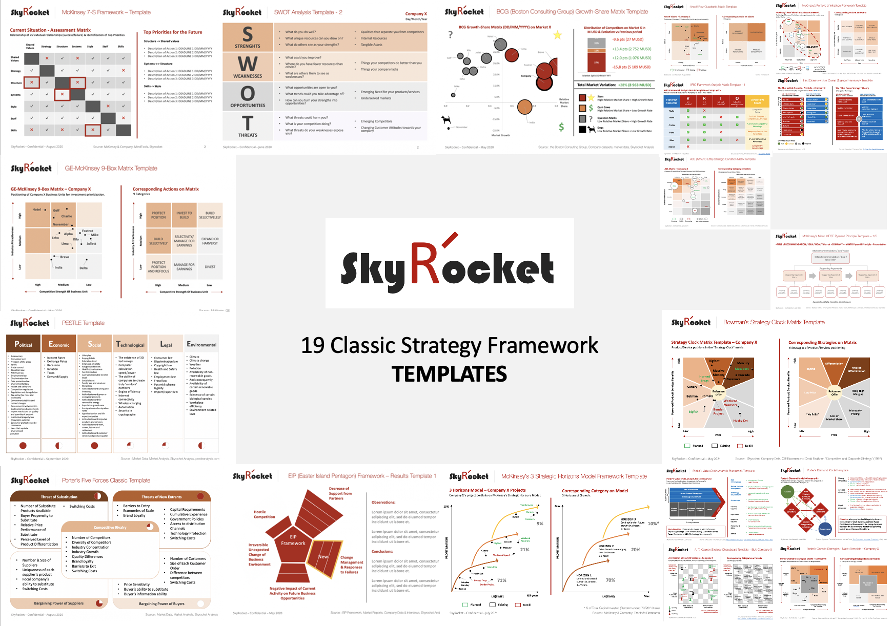 Classic Business Strategy Frameworks Template Slides Bundle - Eloquens