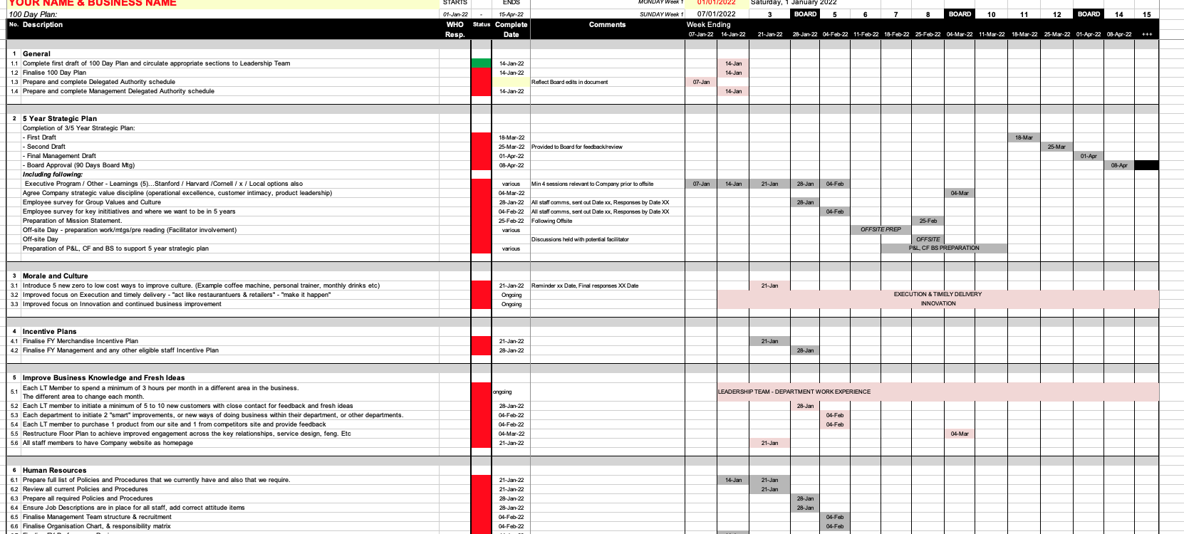 Cfo First 100 Days Plan Template