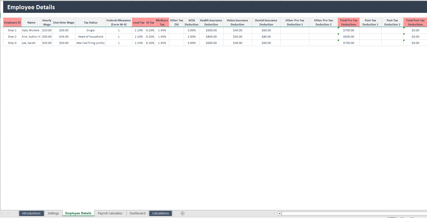 Excel Payroll Template - Eloquens