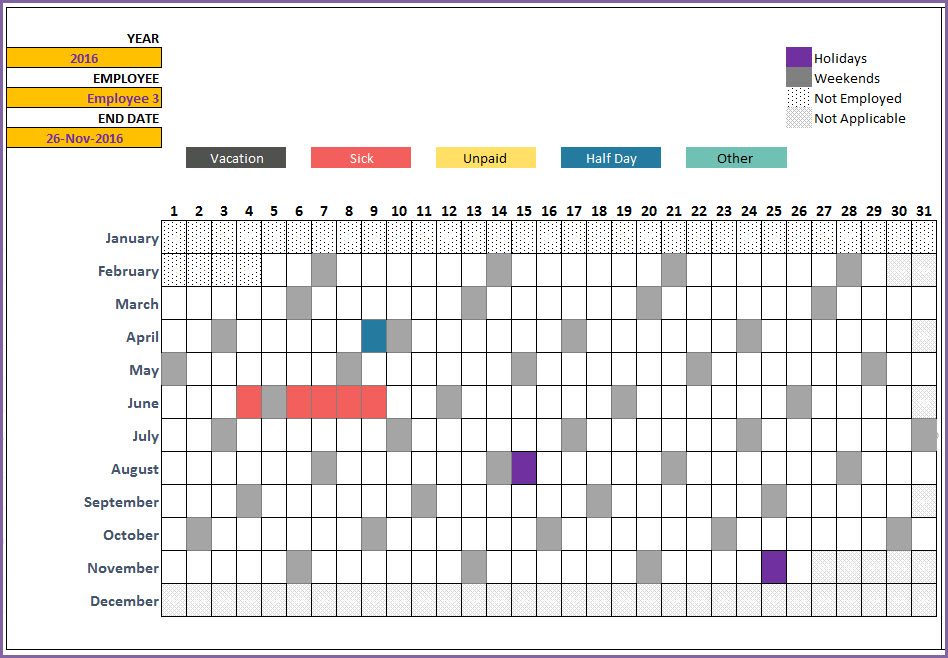 Leave And Vacation Tracker Google Sheet - Eloquens