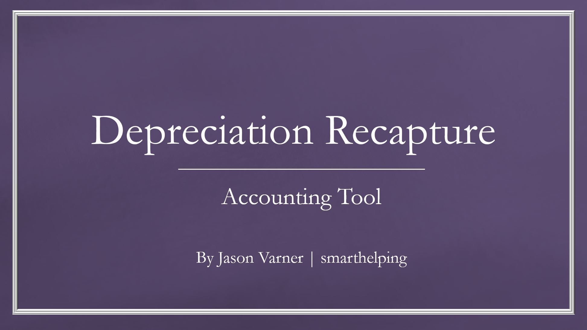 Depreciation Recapture Tax Liability Model Eloquens