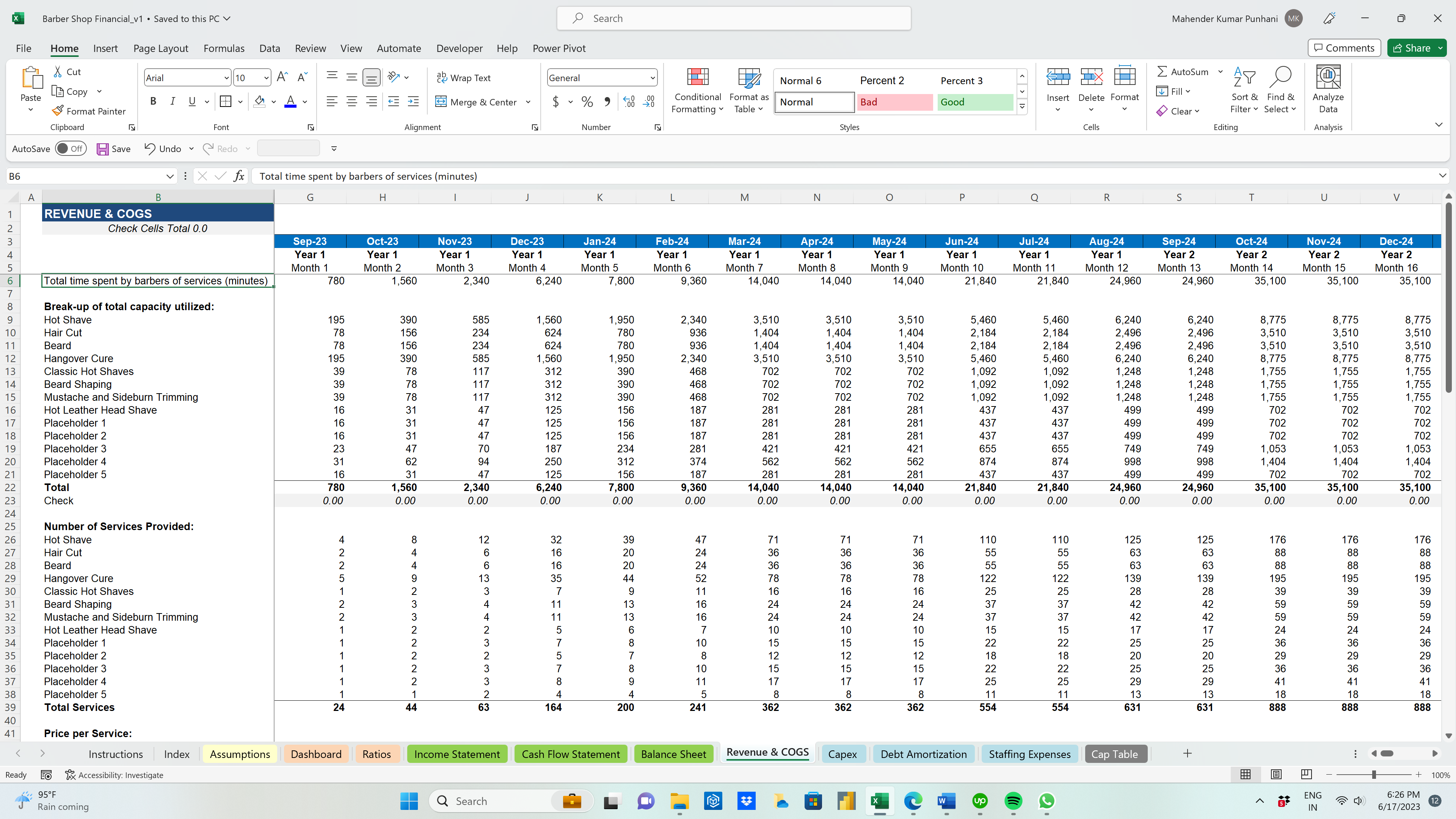 Barber Shop Financial Model - Eloquens