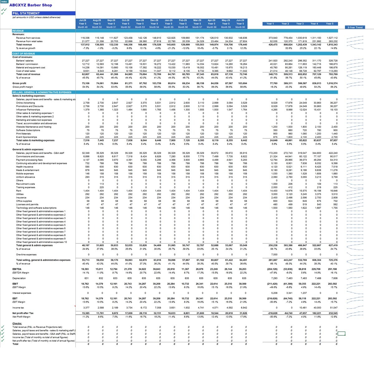 Barber Shop Financial Model - Eloquens